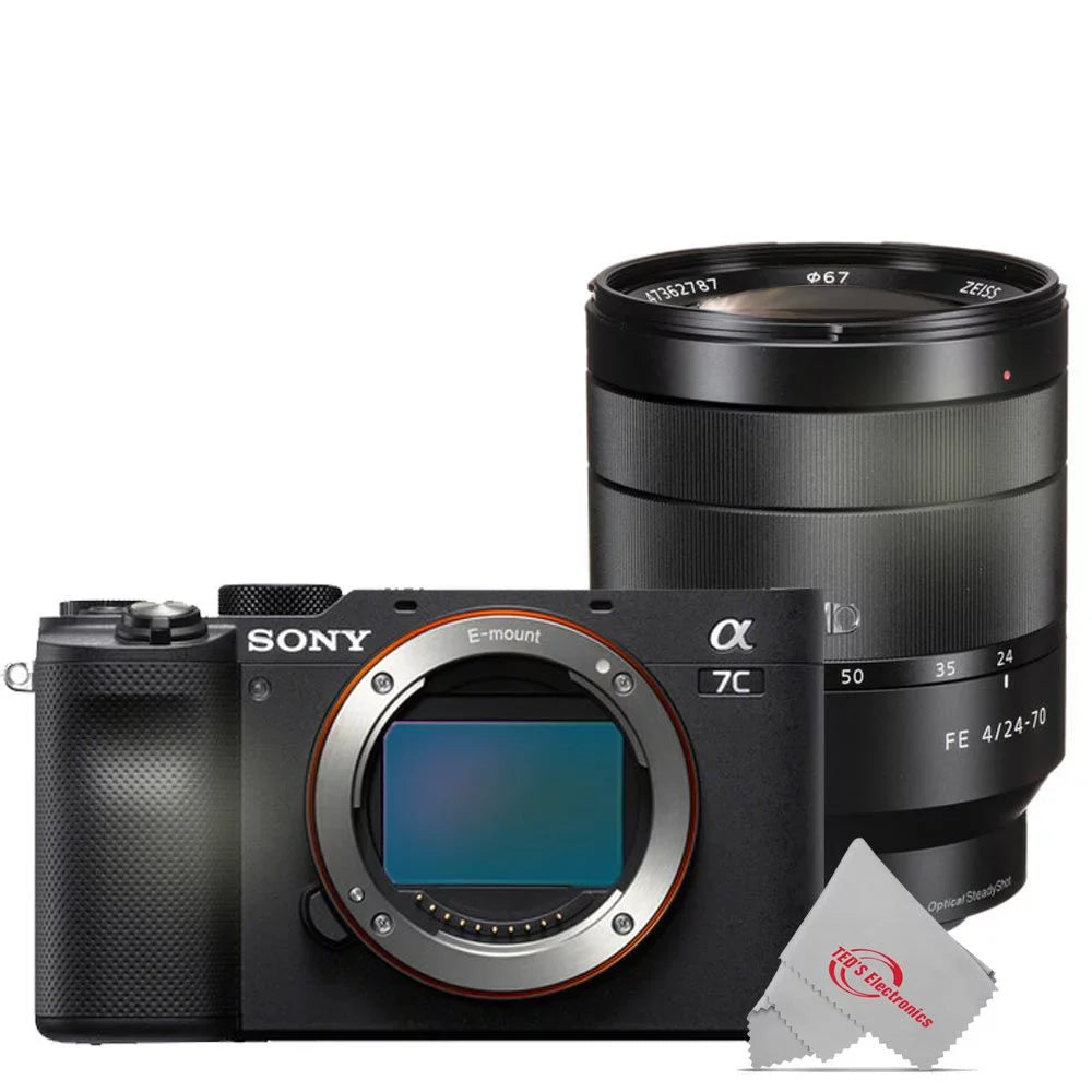 ZA Camera Lens 24-70mm Wi-Fi Mirrorless FE Digital with f/4 T* Built-In 24.2MP Sony Alpha a7C Black OSS