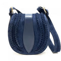 Womens Bag, Dark Leather Lara Vintage Italian Suede - Blue Messenger Artisan Small