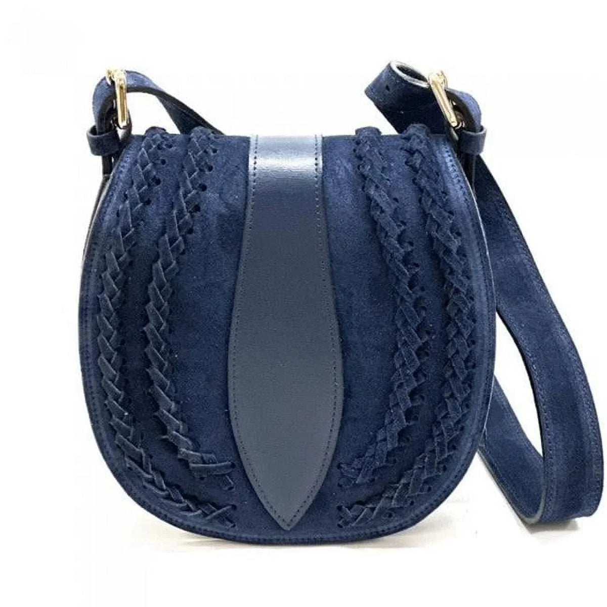 Womens Bag, Dark Leather Lara Vintage Italian Suede - Blue Messenger Artisan Small