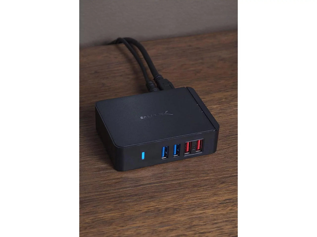 Ports + 3.0 Adapter 12V/4A [Black] Port SABRENT 2 Power (HB-U930) Charging USB 7 with HUB