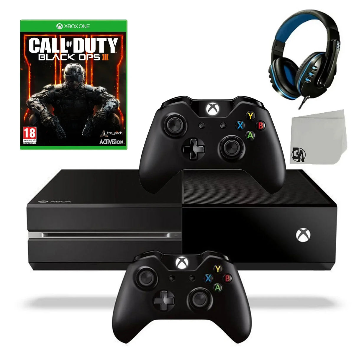 BOLT Black AXTION New) (Refurbished: Like Black With 2 Duty One Microsoft Ops Controller 500GB Call Of Gaming Included Pre-Owned Console Xbox Headset Bundle Game Original 3