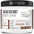 Exfoliating - SANDALWOOD + Set BODY Wooden Infused & Scrub Organic pureSCRUBS - 16oz Organic FREE Body Mini Dead Loofah SCRUB Bar Pure Nutrients & Premium Salt Oils Essential Spoon, Large Sea Soap