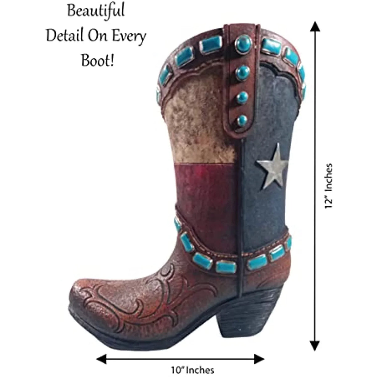 Vase Decor Urbalabs Cowboy Brown Texas Living Cowboy Boots Decorative Stone Office Teal Western Rustic Cowboy Boot Large 12 Boot Centerpiece Vase Country Brown Inch Wedding Home Flower Teal Vases