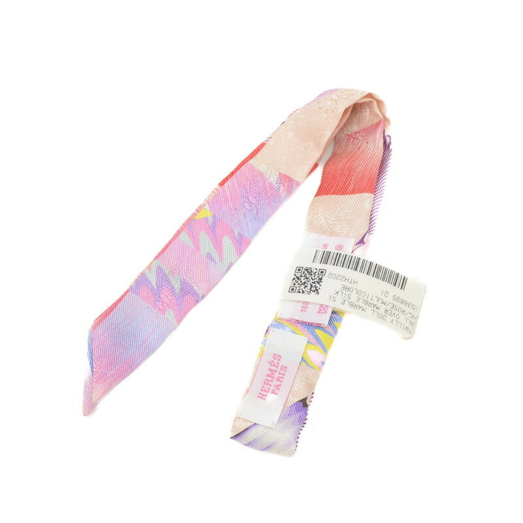 (Like 100% Doll Rose Twilly Kyoto Hermes Pre-Owned Marble New) Silk Multicolor