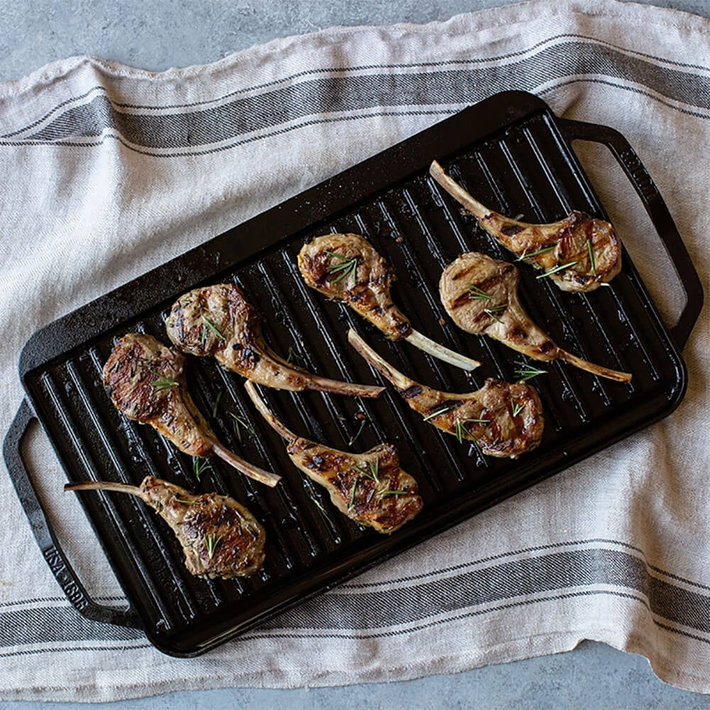 with Skillet & Handles Reversible Iron - Collection Cast Iron Grill Griddle Oven, Flat Stovetop, for - Fire Cast Burner Grill/Griddle Open Lodge Double Cast Chef or Grill, Iron