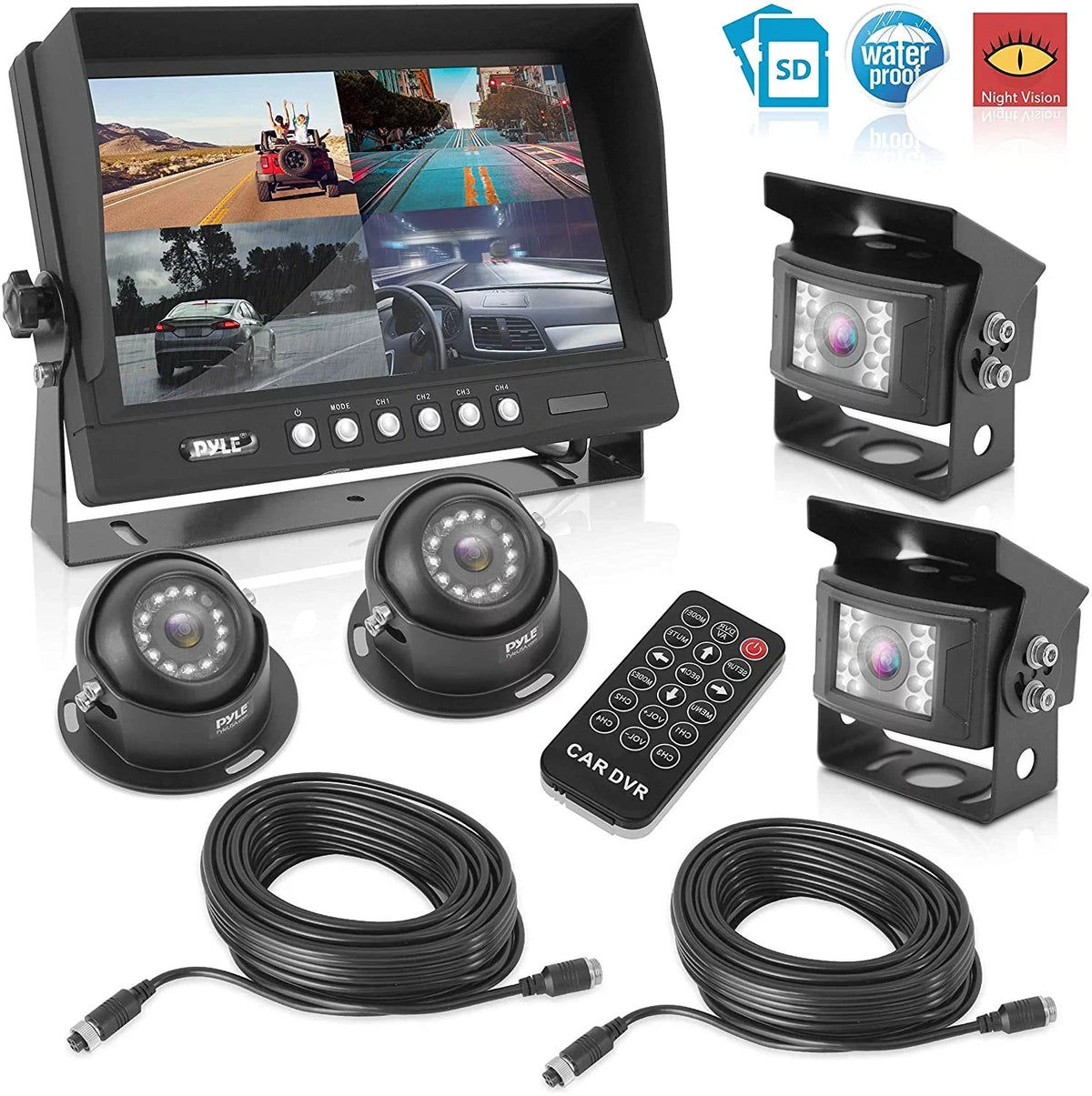 Tilt-Adjustable, Recorder, - PLCMTRDVR47 Pyle Parking System Kit Reverse Universal w/ Car Mount Back Night Camera Video Monitor, Up Rearview Rear 9 DVR Truck Dual View LCD Backup Vision, Vehicle -