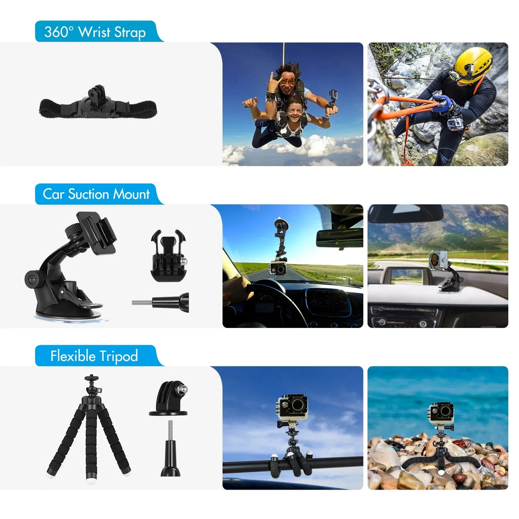 Sports Stick Bracket Black 109 Accessories Selfie Hero with Various and Kit with for Set Replacement Action GoPro Housing Case Accessories Andoer Silicone More Mount Protective Waterproop