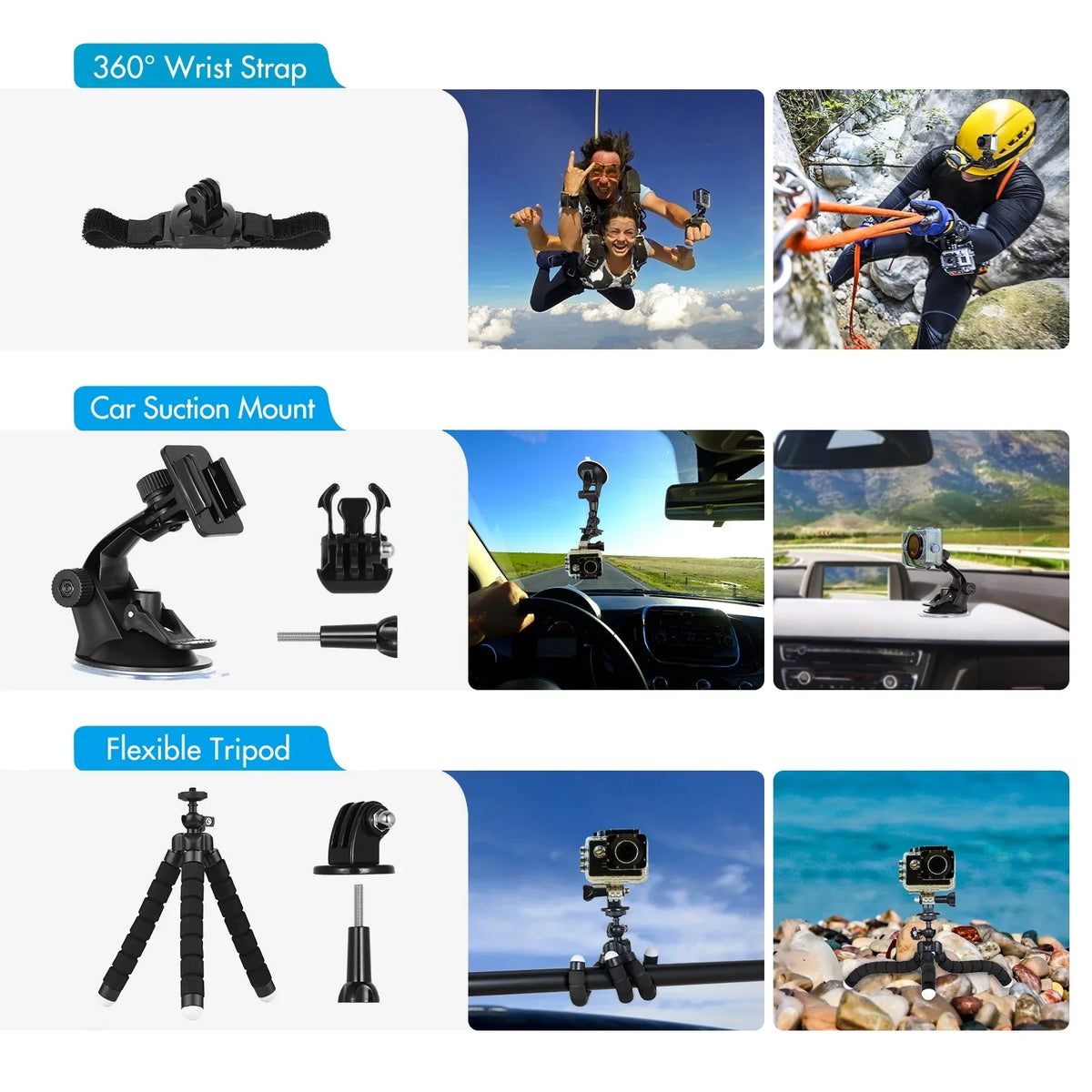 Sports Stick Bracket Black 109 Accessories Selfie Hero with Various and Kit with for Set Replacement Action GoPro Housing Case Accessories Andoer Silicone More Mount Protective Waterproop