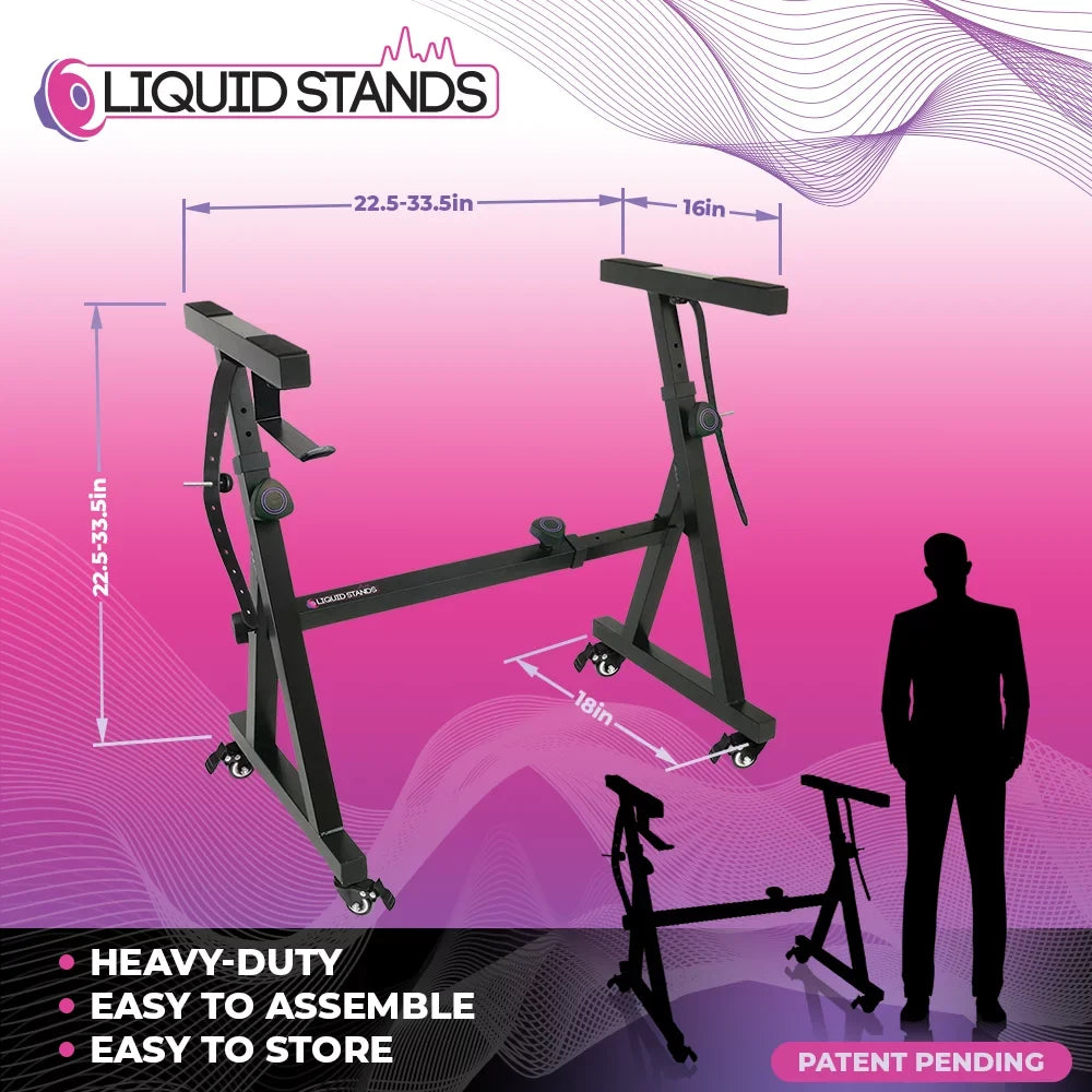 Stand Fits Piano Z Key - (Refurbished) with Portable - Electric 54-88 Restored Stand Pianos - - Wheels) Keyboard Liquid Music and Keyboard Piano Keyboard Adjustable (Black Stand Style - Heavy Duty Stand Stands