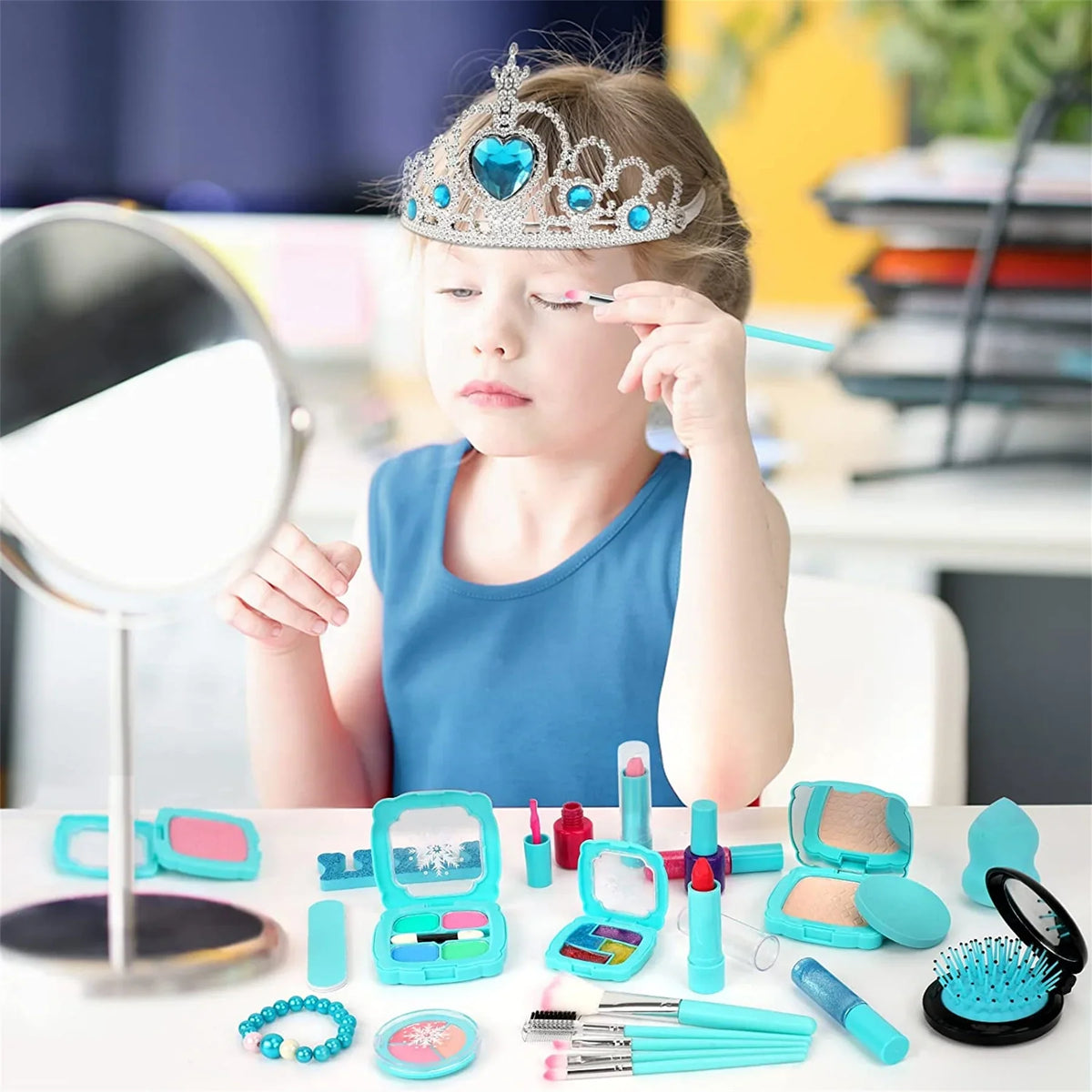 Girl,Washable Real Kids Makeup Make Frozen up kit for Kit