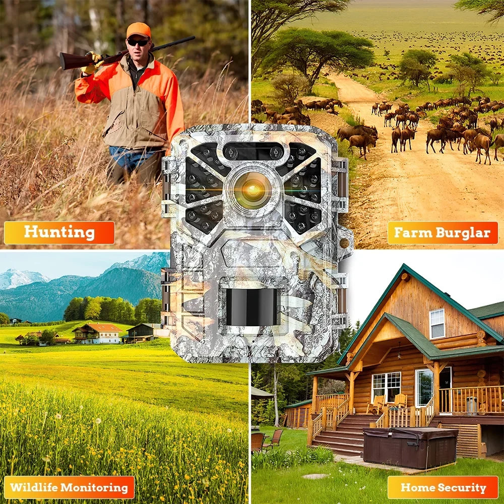 with Monitor 120° 2k Trail Game Infrared Night Monitoring, Waterproof Surveillance, Angle Camera, 30MP Lens with Farm Hunting Wildlife Vision Trail Camera Wide