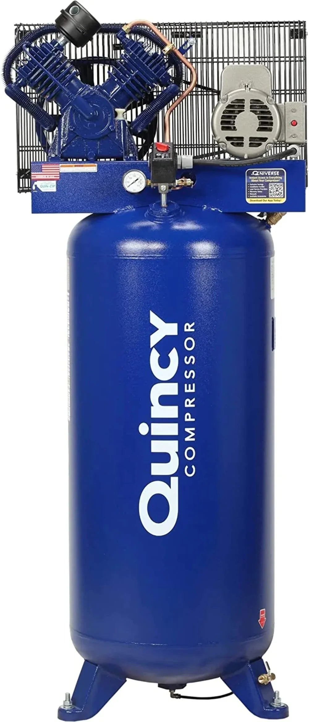 Reciprocating 5HP Compressor Phase 230V 2Stage Vertical Air 60-Gallon Quincy 2V41C60VC Model 1 QT-54