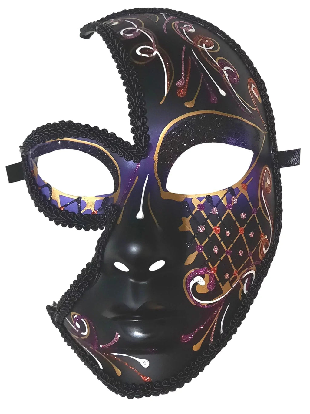 Out Fancy Full Masquerade Black Red Cut Mask