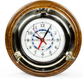 Ship's Hanging International Home Porthole Wooden Clock Nagina Quartz 10" Time's Pirate | Nautical Based Wall Brass Premium Decorative