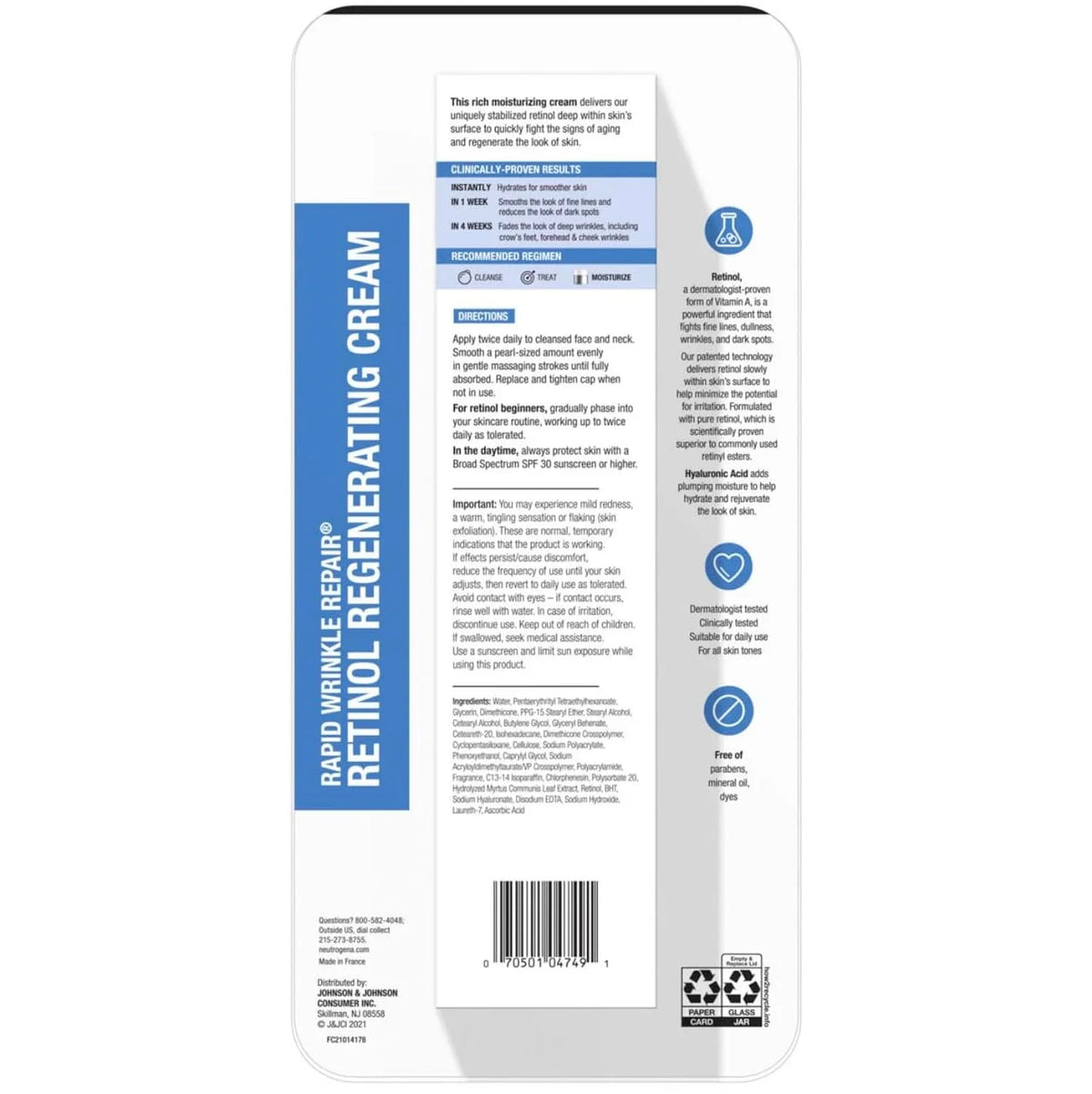 Daily Face and Rapid Fine Retinol Acid Lines, Face Fragrance to Neutrogena and Retinol Repair Free, 1.7 Fight Cream Hyaluronic Moisturizer, with Wrinkles, Anti-Aging Dark Spots, Wrinkle