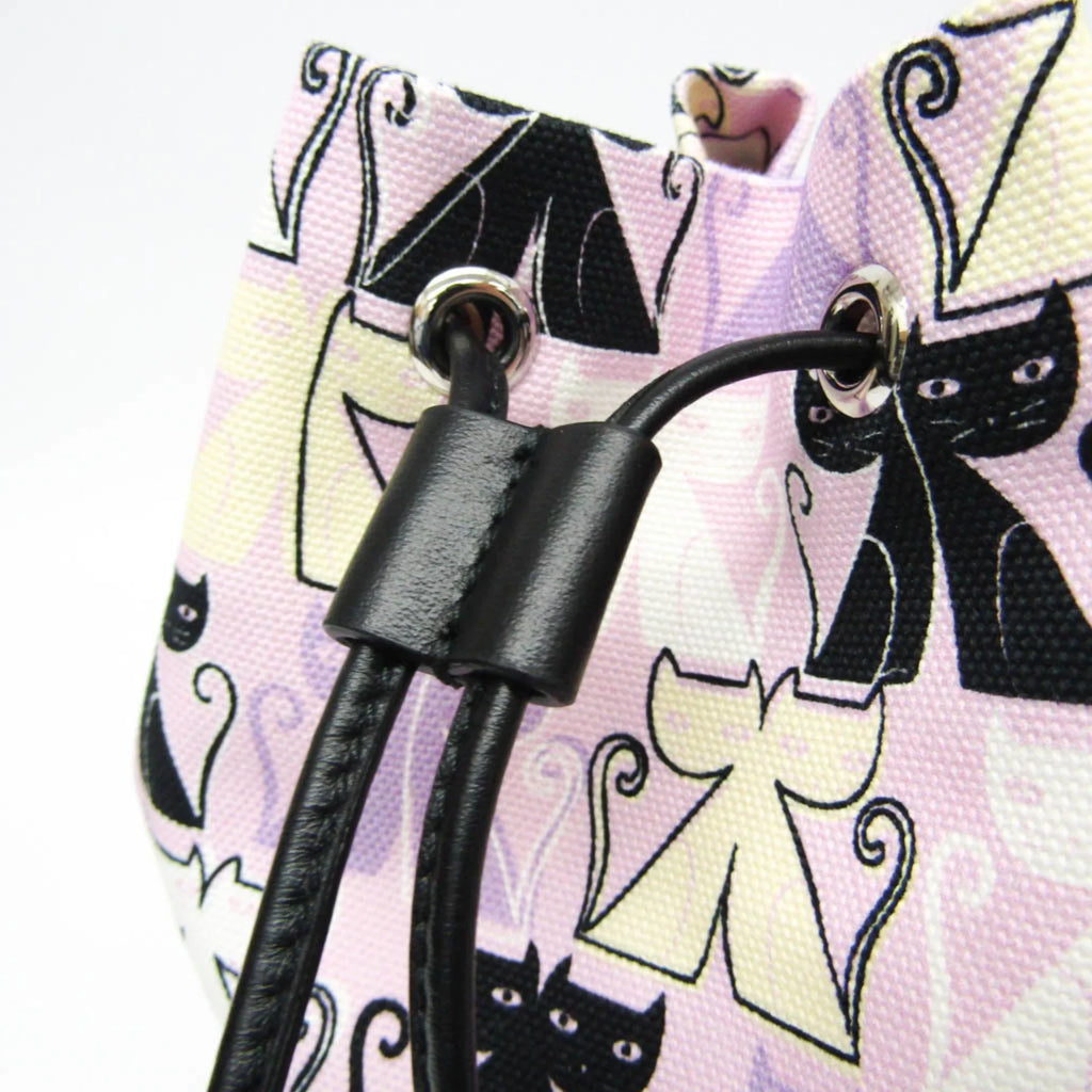 Women's Drawstring Miu Pouch Black,Light CANAPA Miu Bag (Good) 5RM014 Pre-Owned CATS Purple,Multi-color Leather,Cotton