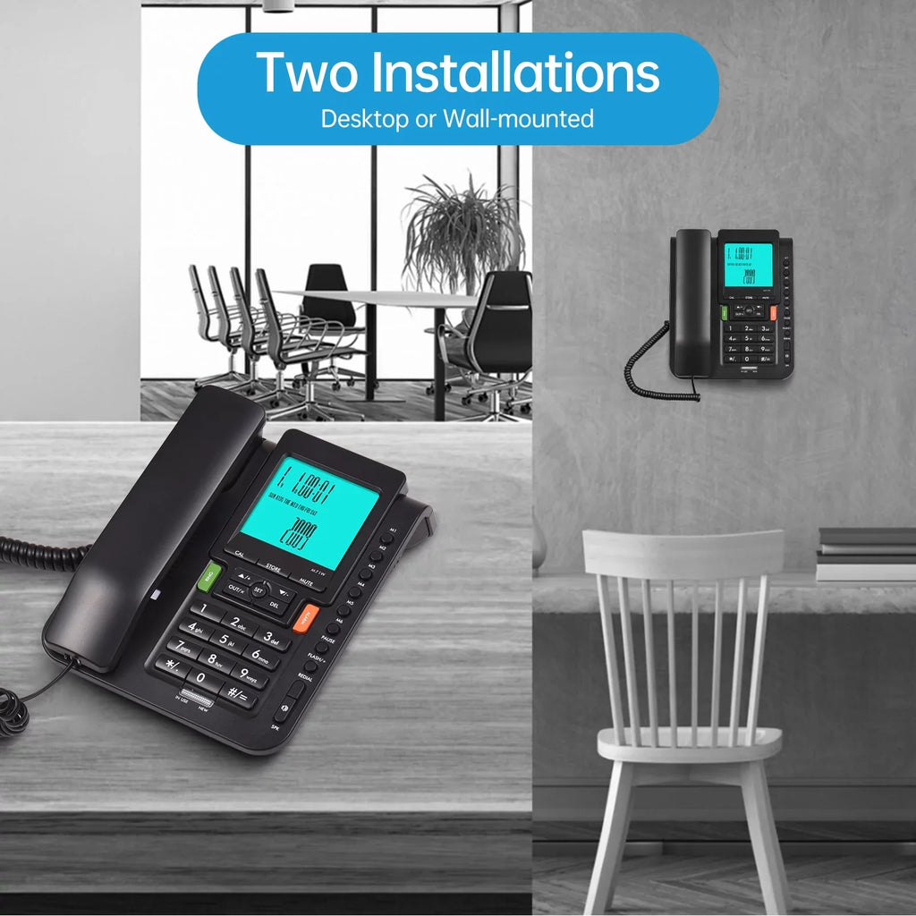 Dial and with Speed Hotel Hands for Landline Black Business Free, Redial, Bisofice Phone