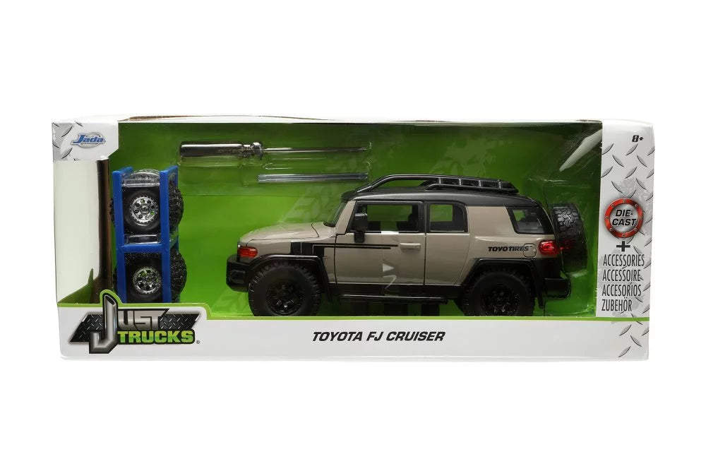 Roof 1/24 Toyota scale 34008 Jada and FJ Toys Cruiser Diecast w/ Wheels, Car Extra Rack - - Beige