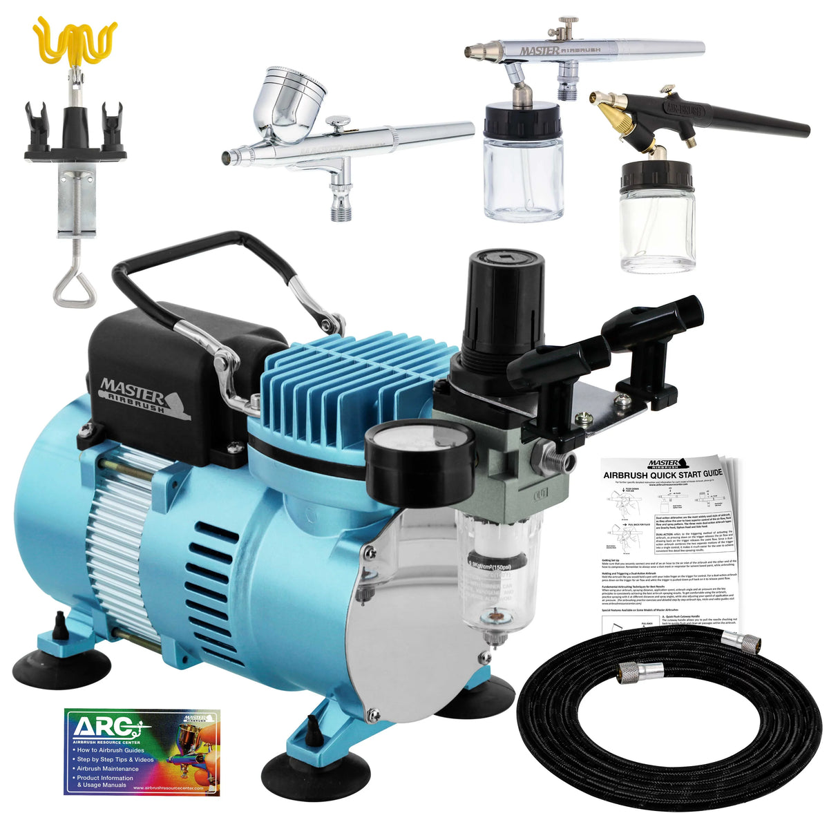 Compressor Air Set 3 Dual-Action Spray Brush Tattoo Kit & Airbrush New Art Nail