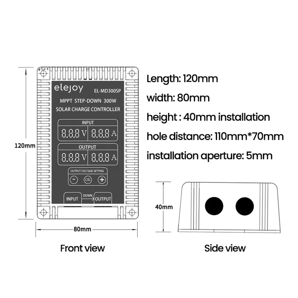 10~30V Step-Down CACAGOO Battery Adjustable Solar Tracking Controller Voltage Waterproof MPPT Dustproof Real-Time Recharging Output