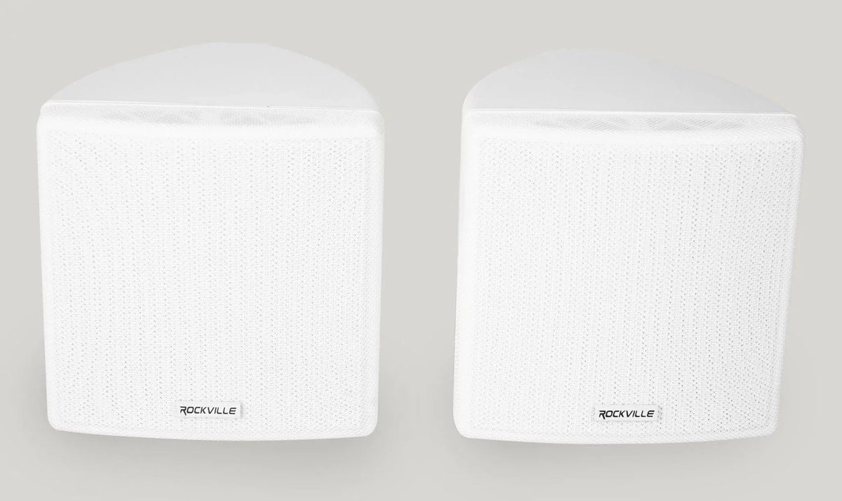 White 4-Room Wall Rockville Speakers Audio Home RPA40BT Receiver+(8) Cube Kit