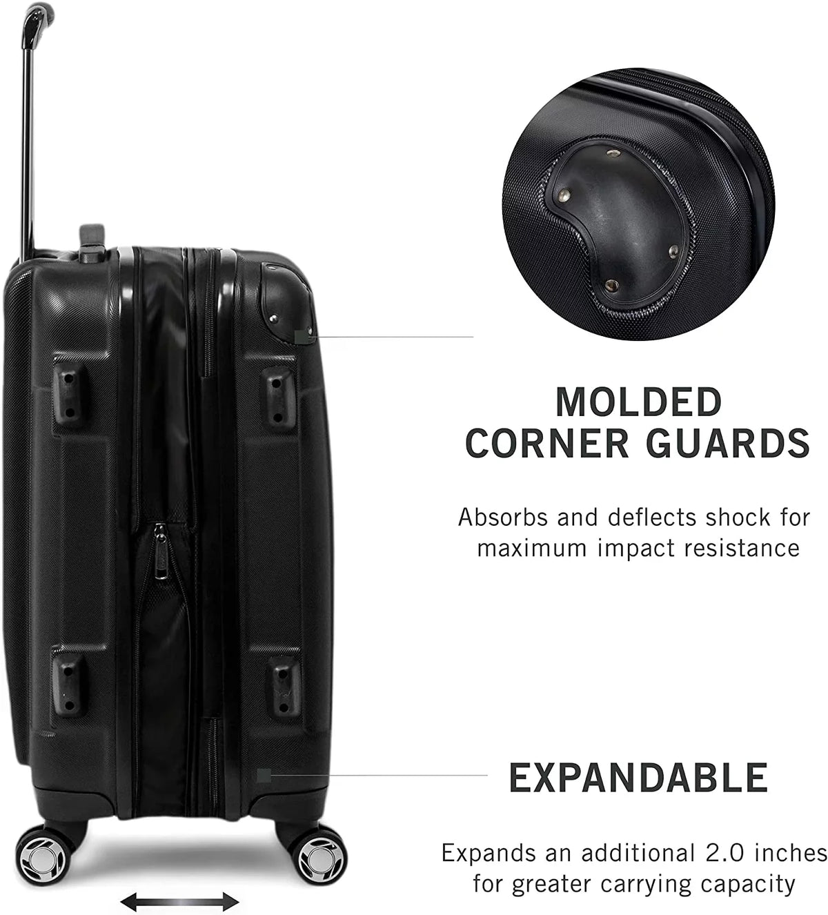Spinner Set Expandable 8-Wheel Renegade Black Cole Kenneth 3-Piece 3-Piece Suitcase, Black, Set (20"/24"/28") Luggage REACTION Hardside (20"/24"/28") Lightweight