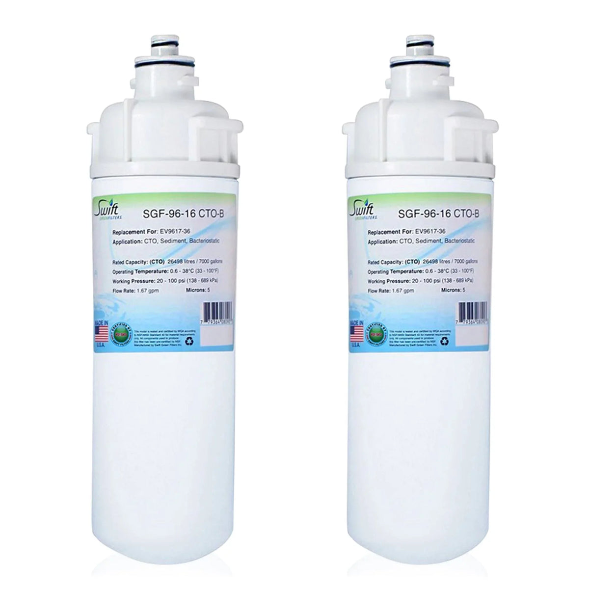 (Pack 2) of SGF-96-16 Compatible Filter Filters CTO-B EV9617-36, Commercial Swift in for Made Green Water USA