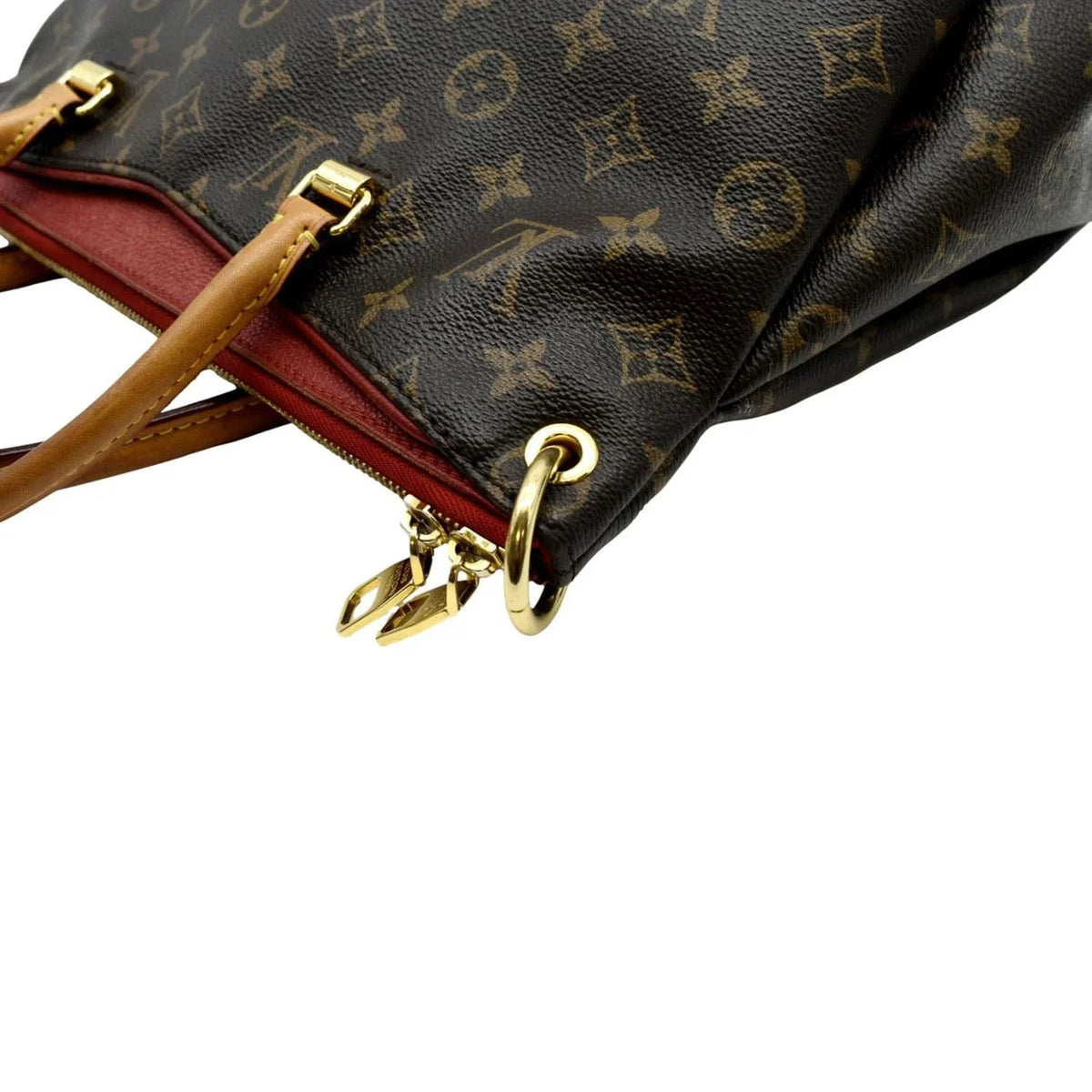 MM VUITTON Bag Canvas Brown Pre-owned Pallas Shoulder LOUIS Monogram