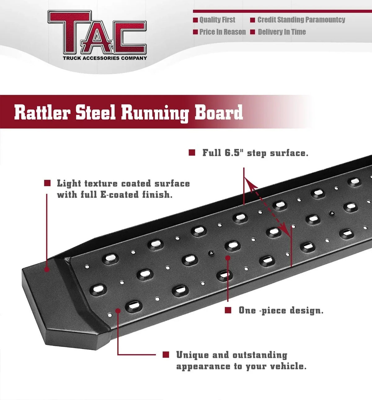 Size) Promaster Running Step Step 136”/159” Side Utility Boards Wheel Dodge Accessories Bars TAC Fit Exterior (Full 6.5” Black 2014-2024 Nerf Base Rails Van Side Bars Off Road 2pcs