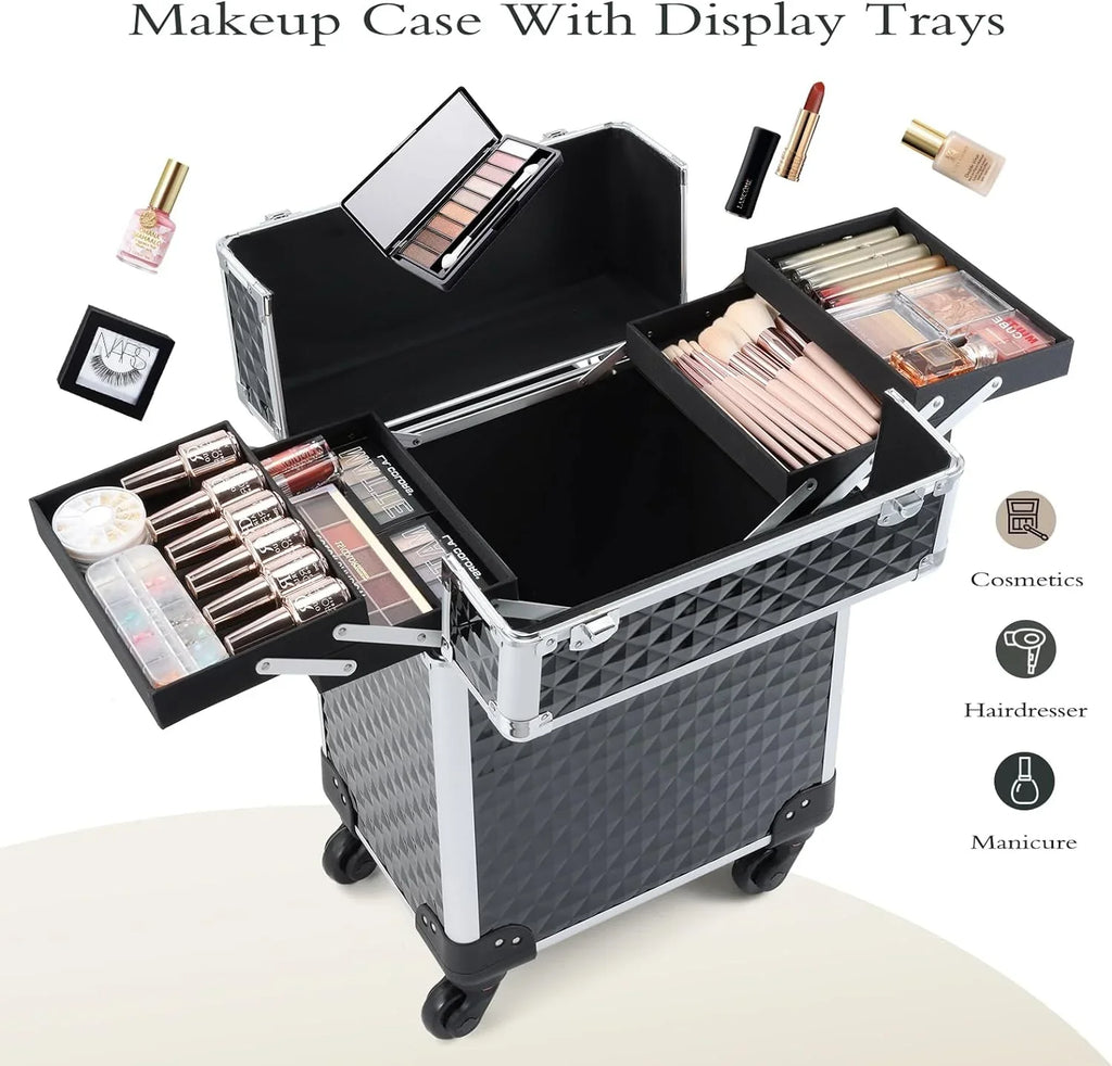 Case Trolley Cosmetic Organizer Large Joligrace Box Makeup Rolling Makeup