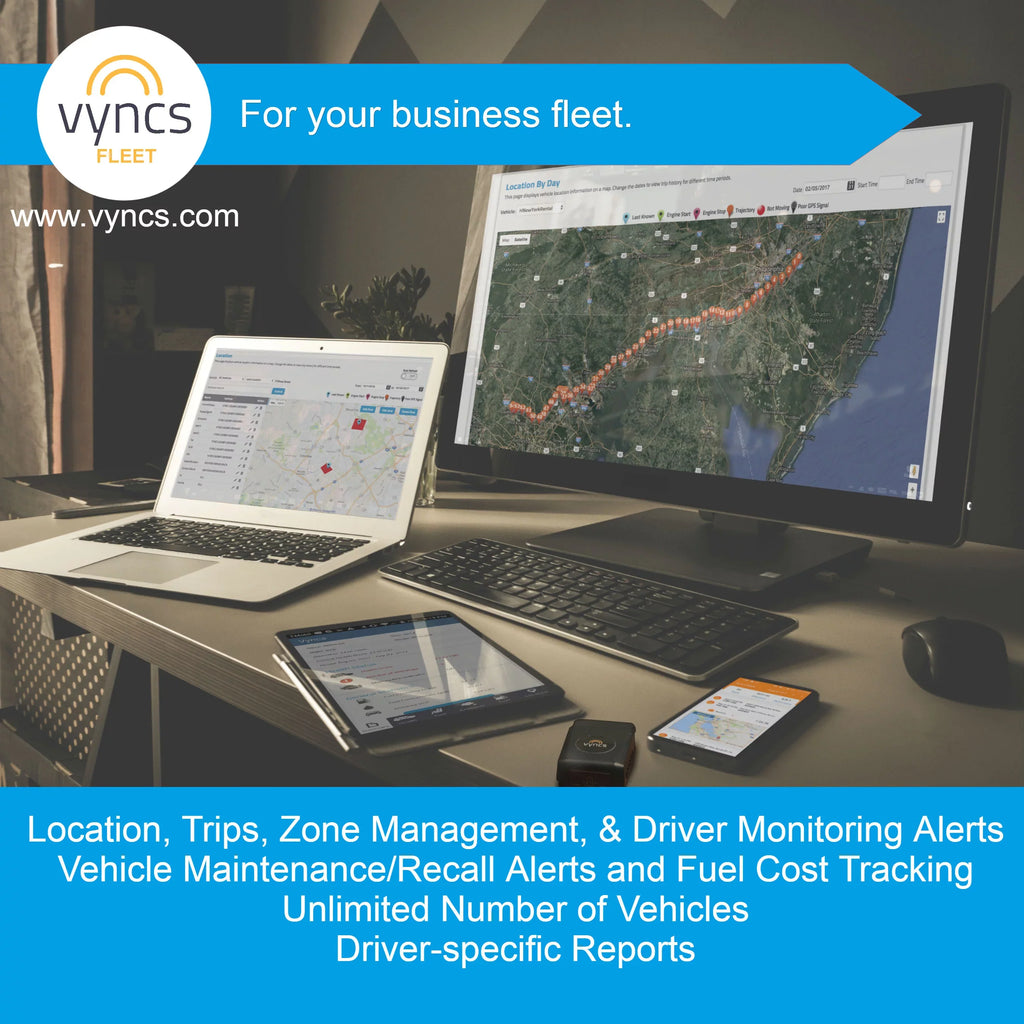 Trips, Safety Time 1 Plan, Fee, Free LTE Year Fuel Emission Fleet Driver Monthly Vehicle OBD, Vyncs GPS No Real Diagnostics, Report Tracking, Alerts, Data SIM, Tracker Report, Car/Truck Fleet: 4G