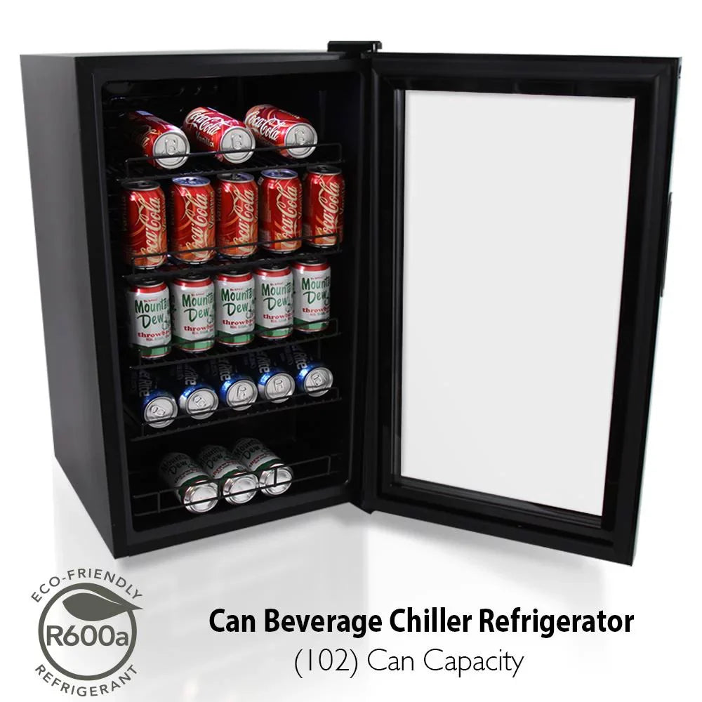 x 34.7’ Refrigerator (132 20.1’’ Can Beverage Nutri Can Cooler, 18.5’’ Chiller Fridge Capacity), Chef Compact x Beverage
