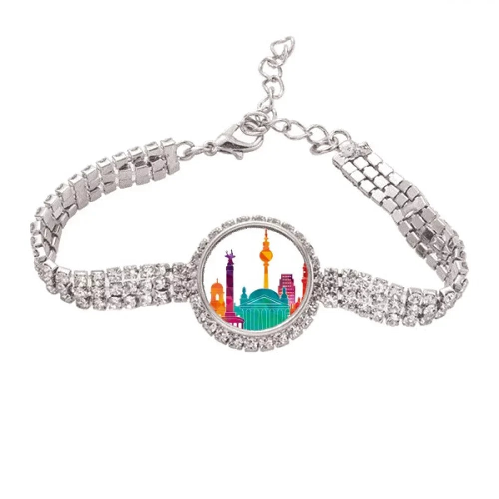 Chain Bracelet Diamond Set Tennis Germany Landmark Famous Anklet Jewelry