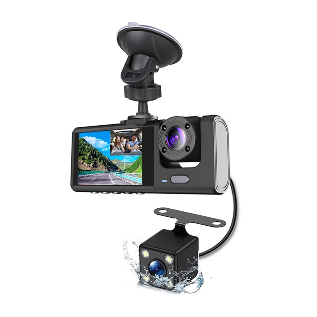 Dash Rear Video Andoer Car Camcorder Driving Car Vision Front Inside Recording Rearview Cameras Camera Night Car 1080P+720P+480p Recorder Mirror Safety 3 and Cam Auto Recorder