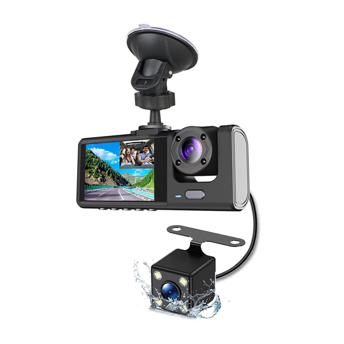 Dash Rear Video Andoer Car Camcorder Driving Car Vision Front Inside Recording Rearview Cameras Camera Night Car 1080P+720P+480p Recorder Mirror Safety 3 and Cam Auto Recorder
