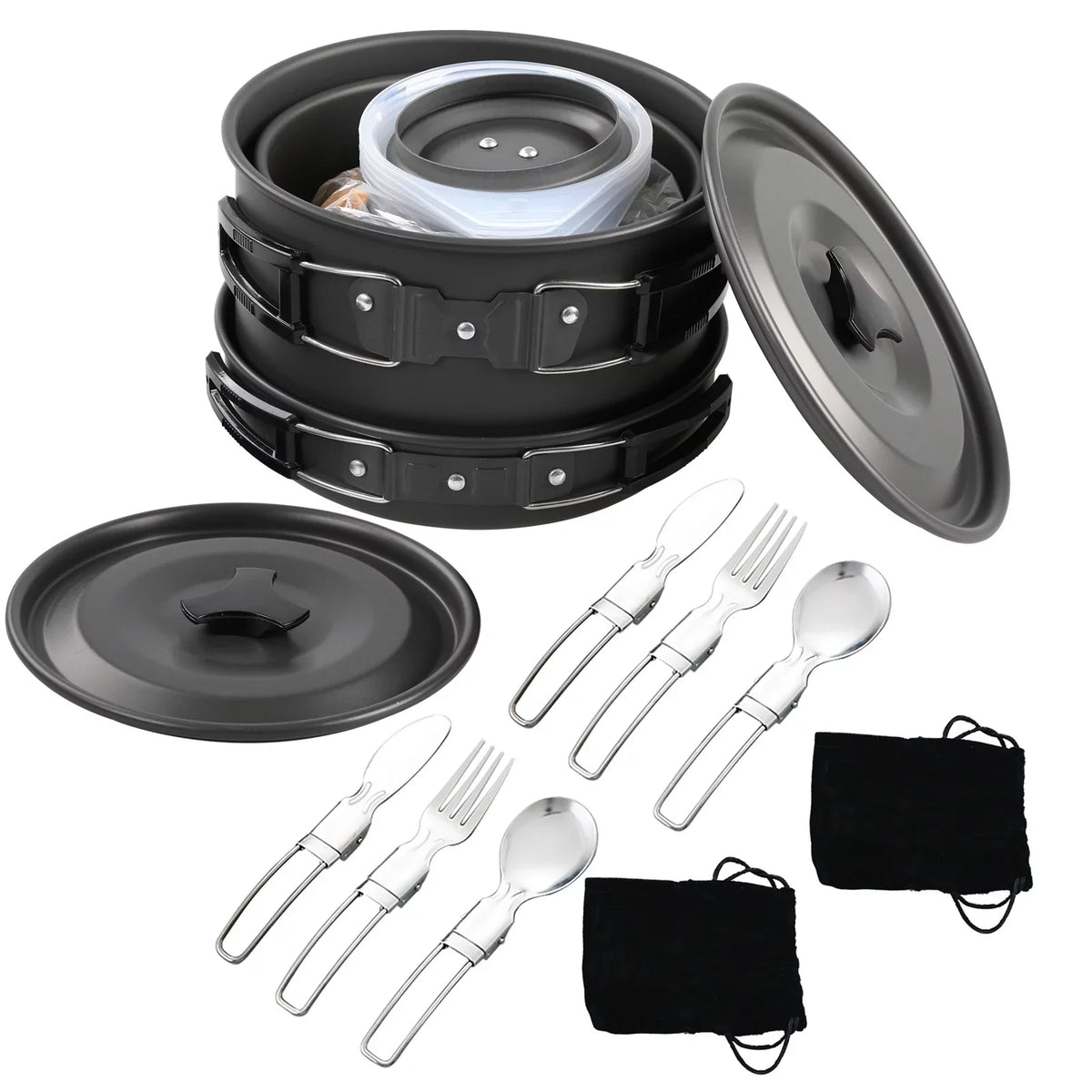 Kettle Pan Cookware for Backpacking Kit with Yabuy Non-Stick Set and Hiking Camping Pot Mess Camping
