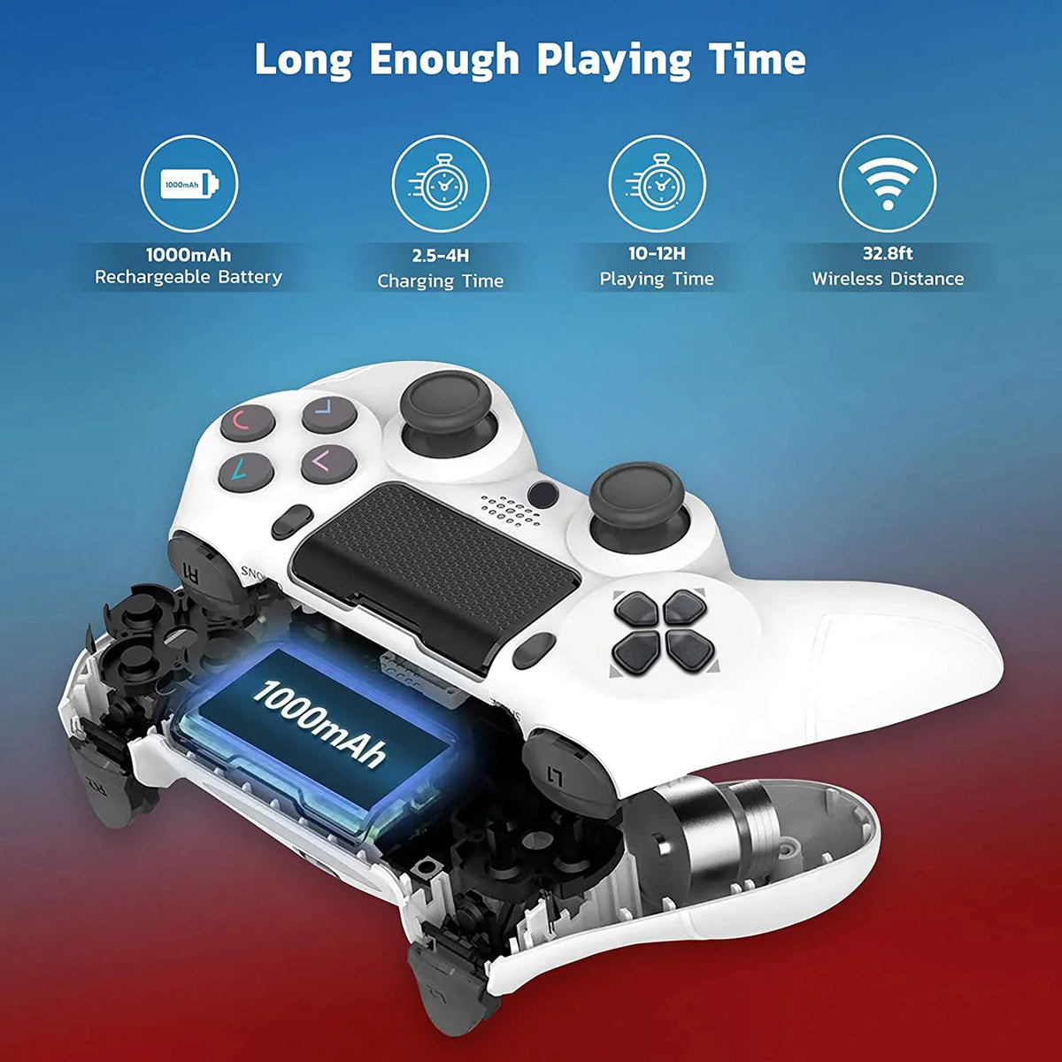 Samsung S21 GamePad Controller 1,000 FE PRO Battery/Built-In Wireless Speaker/Gyro/Remote with Plus Slim BlueTooth Compatible (White)
