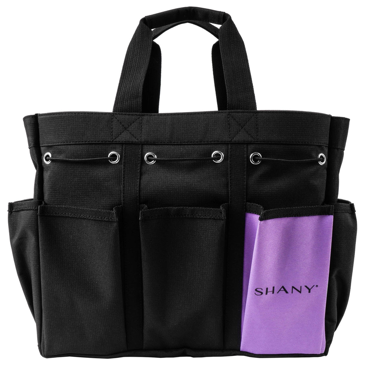 8 with Organizer Pockets Large External Bag â Black SHANY Handbag Beauty Canvas and Travel Tote and Handles Makeup â Two-Tone 2
