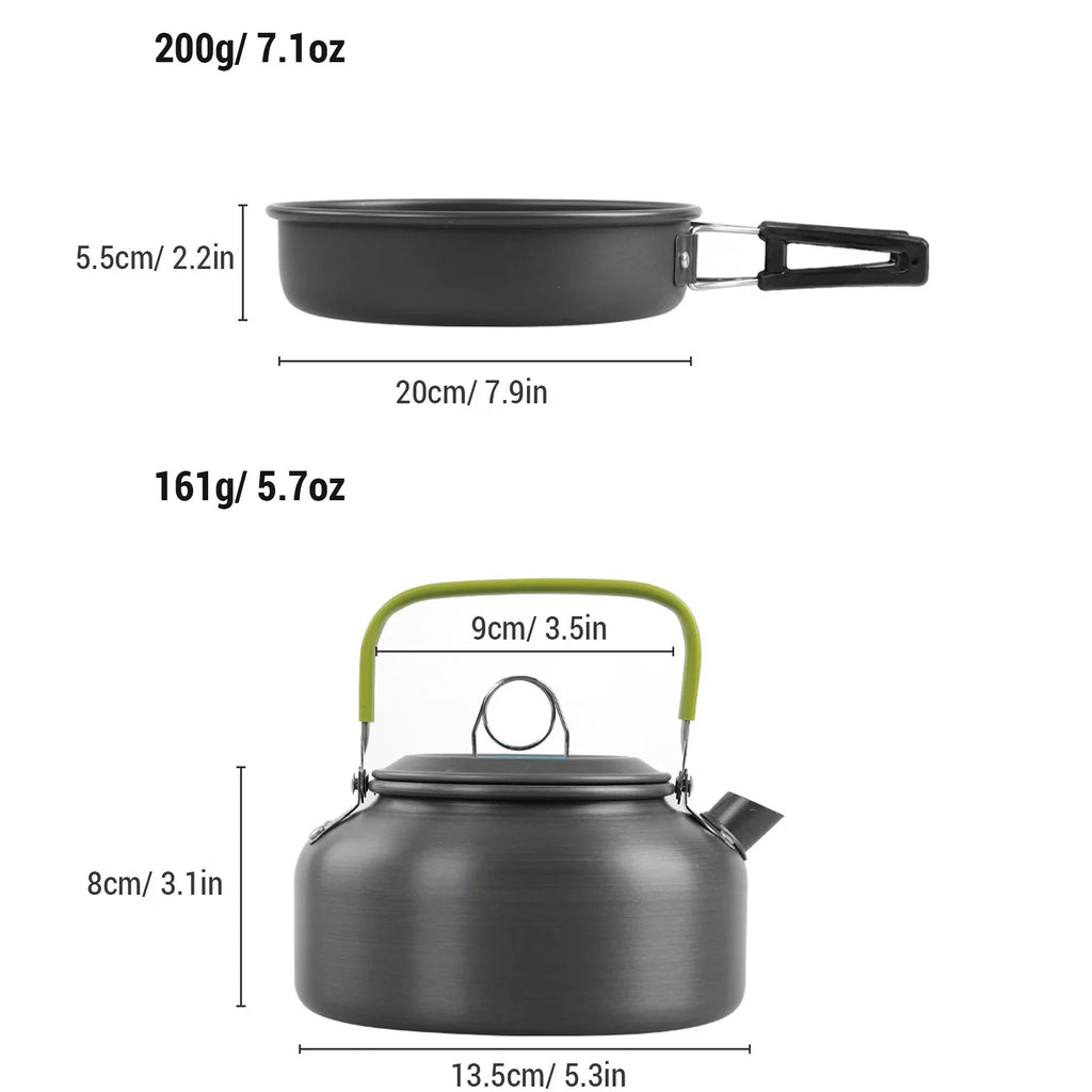 Kettle Pan Cookware for Backpacking Kit with Yabuy Non-Stick Set and Hiking Camping Pot Mess Camping