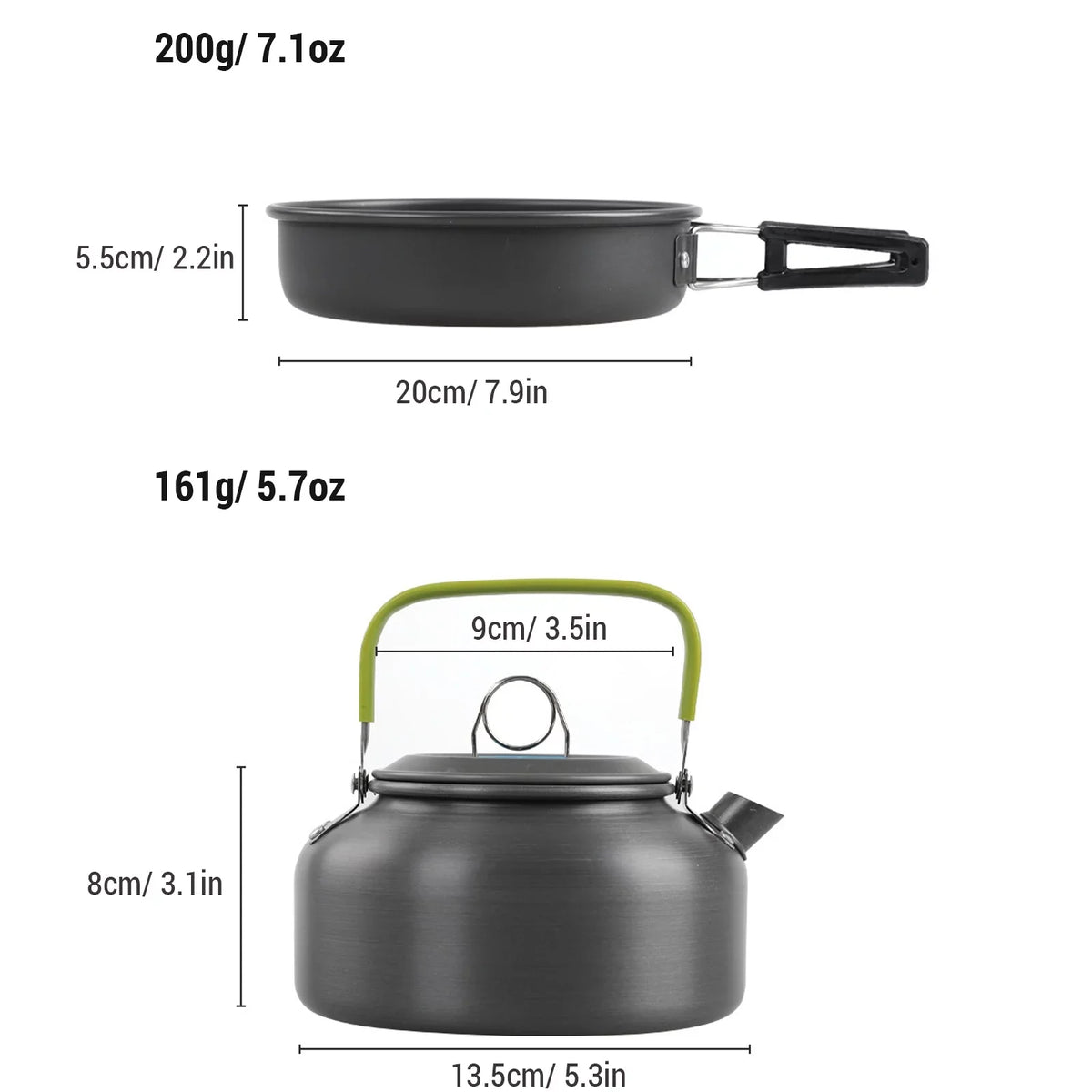Kettle Pan Cookware for Backpacking Kit with Yabuy Non-Stick Set and Hiking Camping Pot Mess Camping