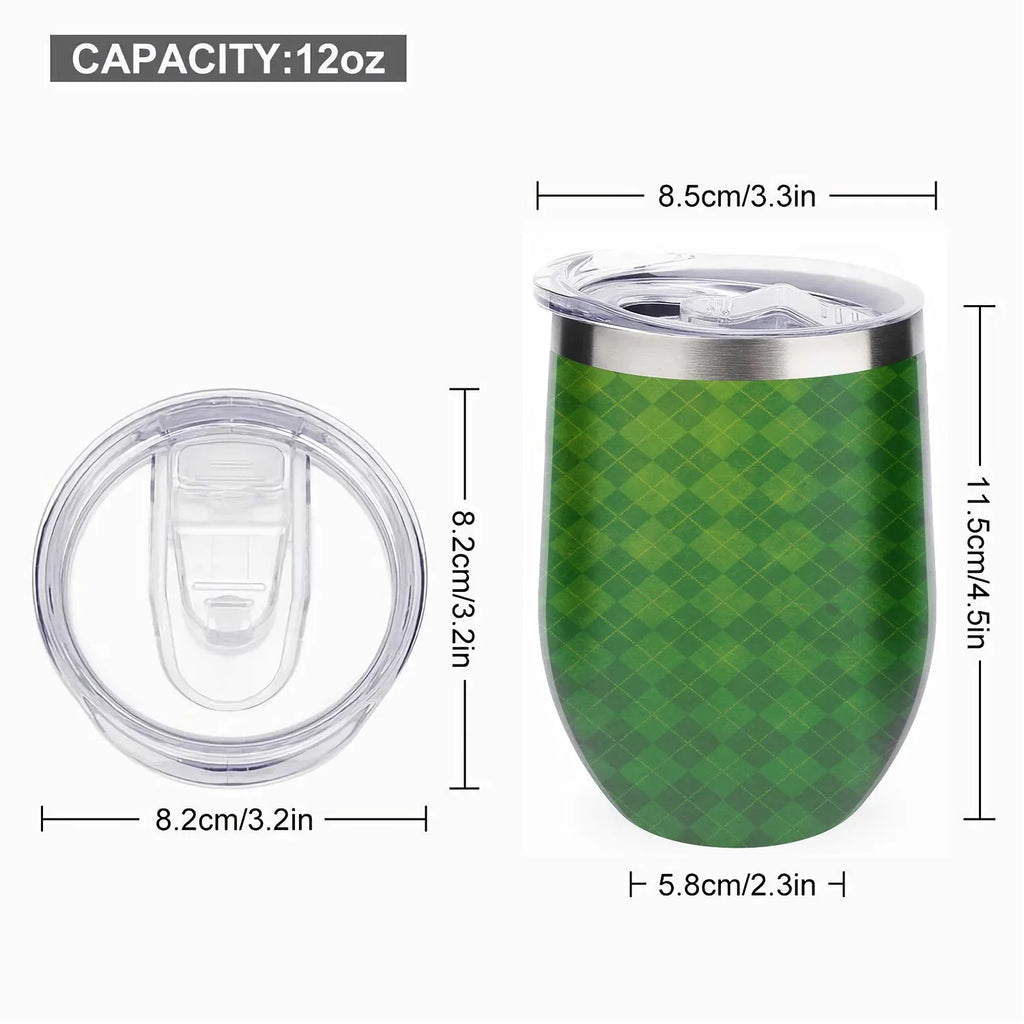 Eggshell Insulation Green Shape Hidove Big Cup Argyle Background Double 12oz U Insulated Textured Belly Steel Cups, Cups 304 Tumbler Vacuum Wine with Lid, Cup Layer Cup Stainless