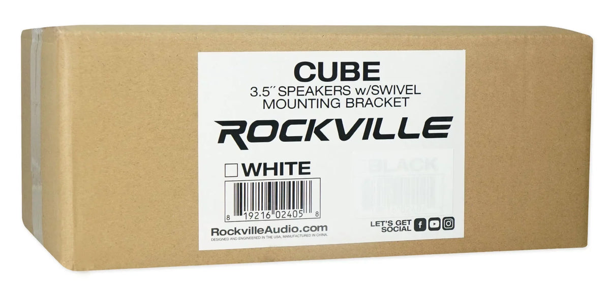 White 4-Room Wall Rockville Speakers Audio Home RPA40BT Receiver+(8) Cube Kit