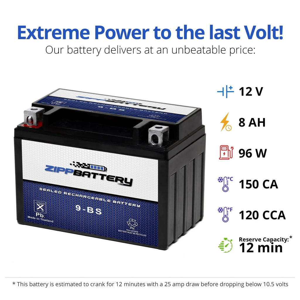 12 Ah, 1997 Gsx-r750 Suzuki for Zipp YTX9-BS 120 Battery Motorcycle Battery Volt,8 750cc (9-BS CCA)