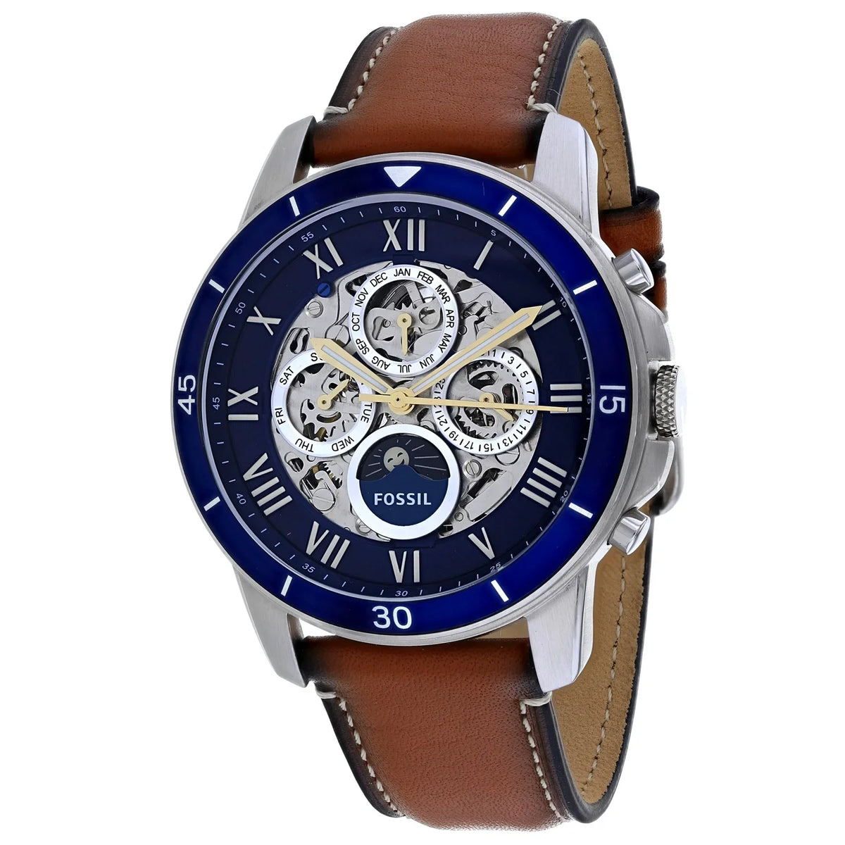 Silver Grant Stainless-Steel Fossil Men's Automatic Watch Dress ME3140