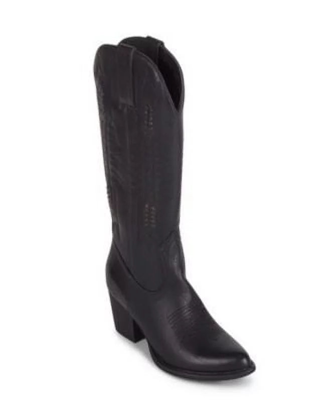 Block Pull Heel Woven Black Toe 5.5 WANTED Boot Tabs Texan Detailing Western Padded Whip-Stitch Pointed Womens