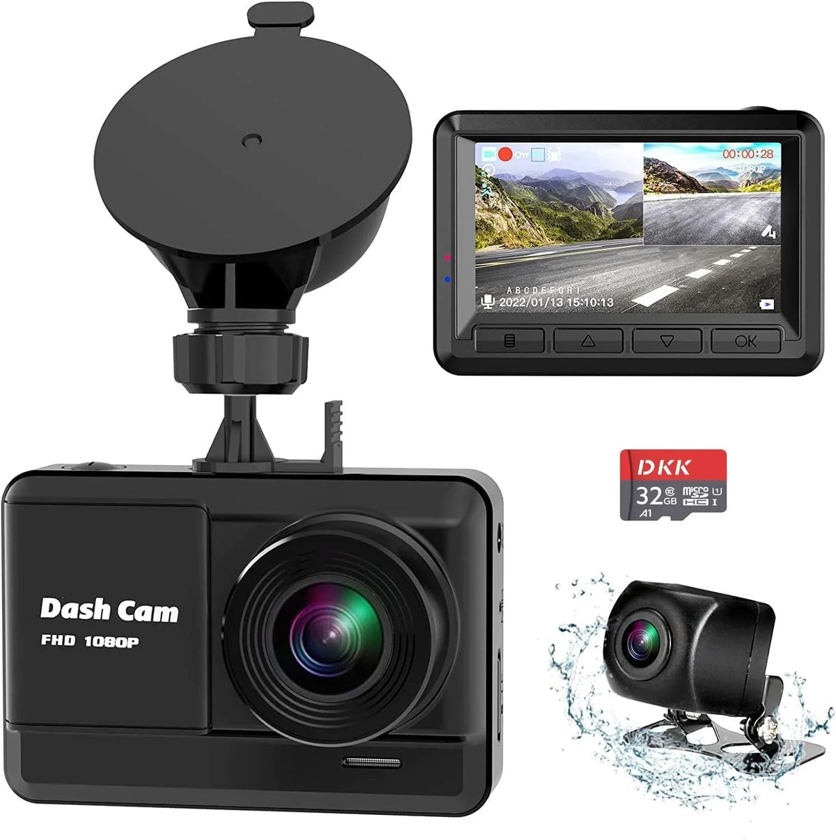 and Ways, Parking Full with Cam Lock, SD inch Mini Loop Dash Rear, Accident Card, Vision, Cam 2 Night Screen, Car,Motorcyle,Balls HD 32GB IPS 1080P WDR, Monitor Recording, Mounting Dash 2.45 Front