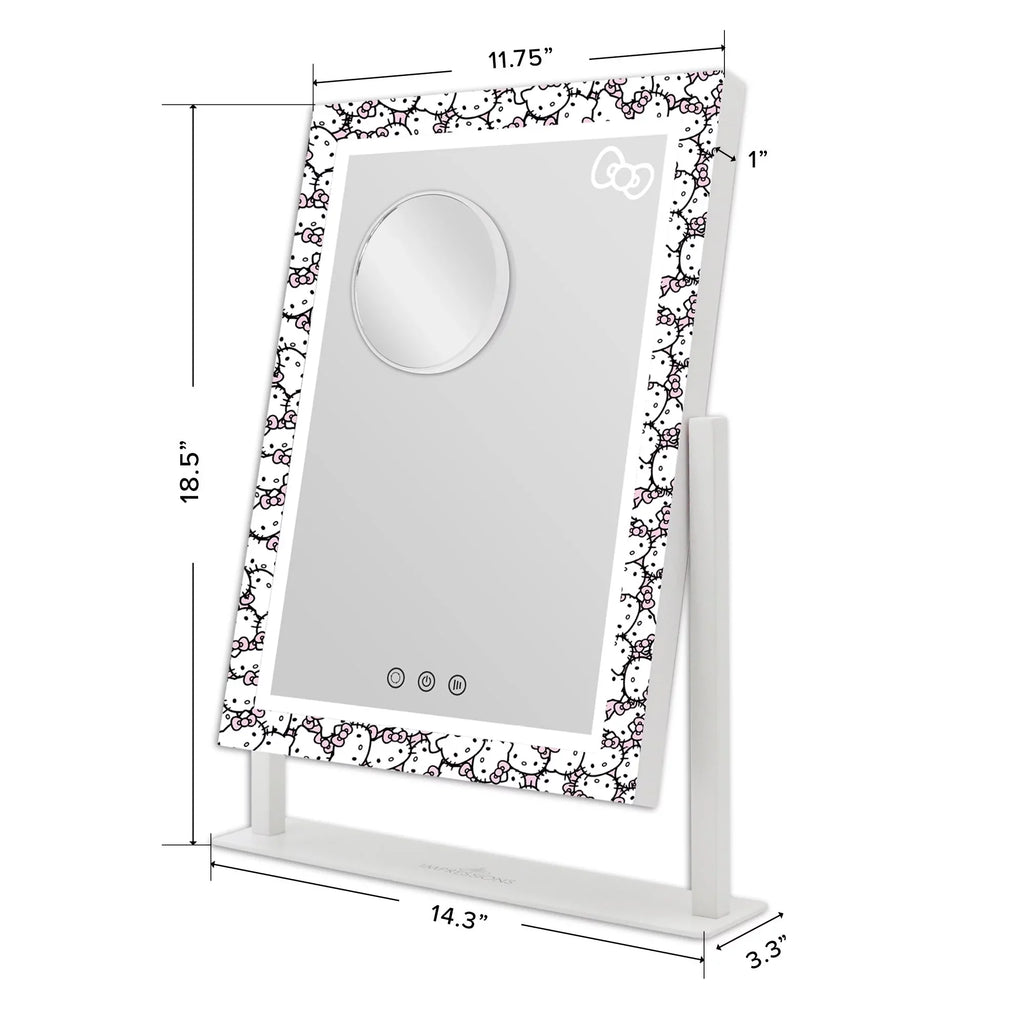 Lights 360 Impressions 3X Mirror Hello and Degree Touch (White) Quality and Frame Swivel Lighted with LED Magnification, Vanity Kitty Makeup Iron Tri Vanity with Tone Mirror Mirror, Cute