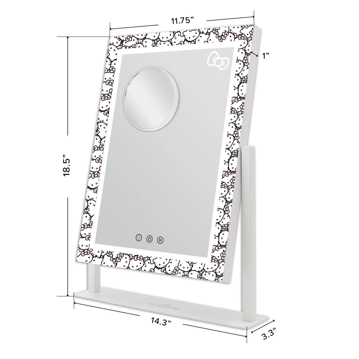 Lights 360 Impressions 3X Mirror Hello and Degree Touch (White) Quality and Frame Swivel Lighted with LED Magnification, Vanity Kitty Makeup Iron Tri Vanity with Tone Mirror Mirror, Cute