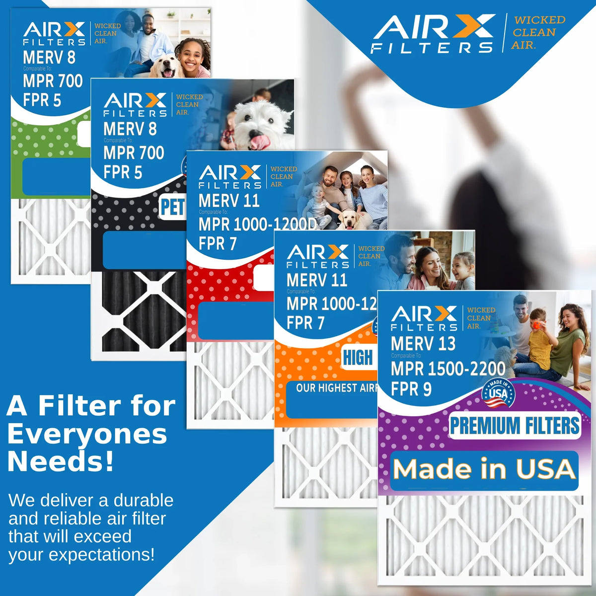 by FPR HVAC 6 Furnace AIR. FILTERS Electrostatic 16x22x1 Filter Air AIRX Filters 700 Pack & Pleated Air WICKED MPR Premium USA 16x22x1 AC Filter MERV to 8 Conditioner Comparable Made CLEAN 5