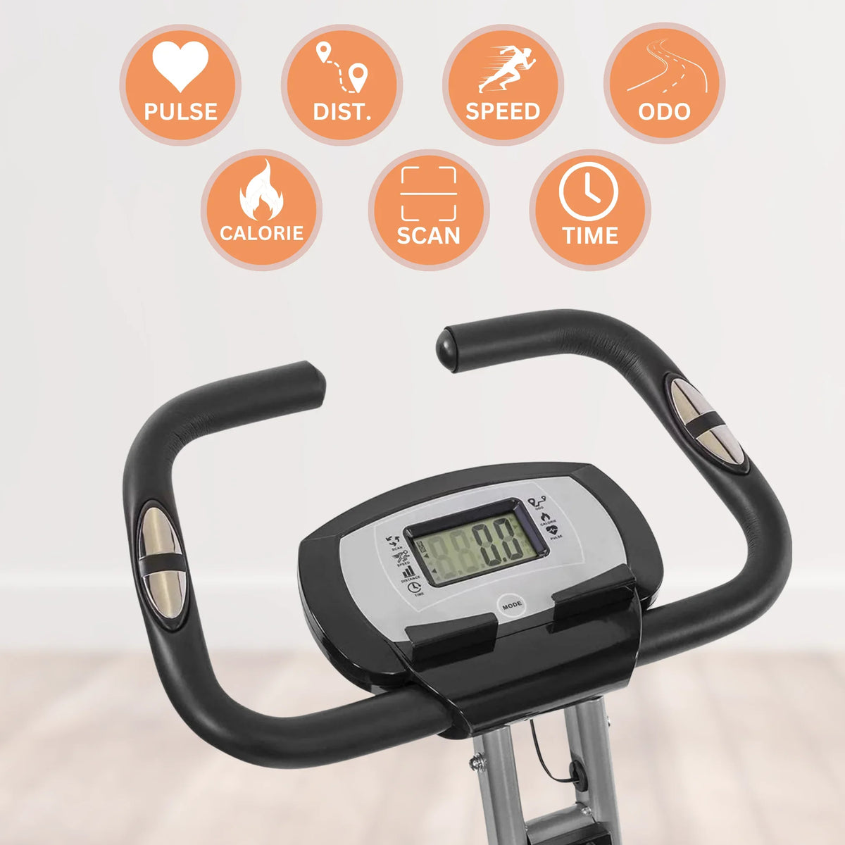 Upright Heart Recumbent 8 260 Sensor, Capacity, of Stationary Bike 1 Adjustment Rate Back Cycle Cardio Fitness 3 in workout, Bike, Rest, LCD and LBS Arm Home Levels Exercise Folding